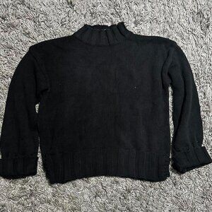 Vintage Cotton Oversized Boxy Knit Black Sweater Size S